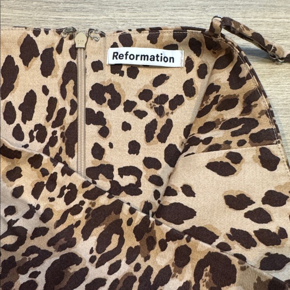 Reformation Leopard Print Cotton Mini Dress size 0 - Picture 8 of 9